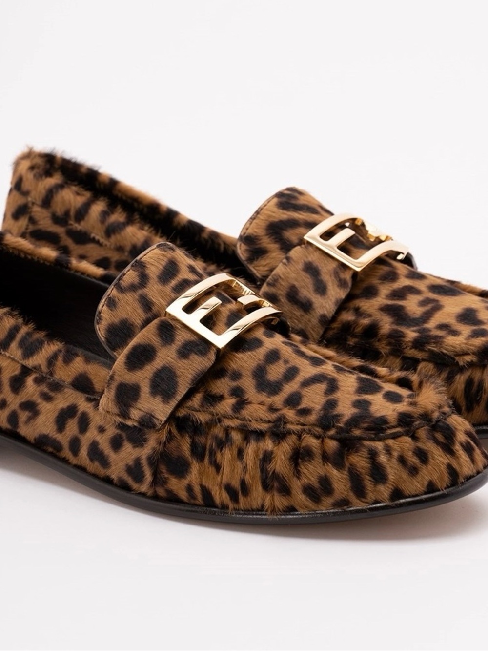 FENDI Baguette FF logo leopard print loafers flats - Picture 3 of 5